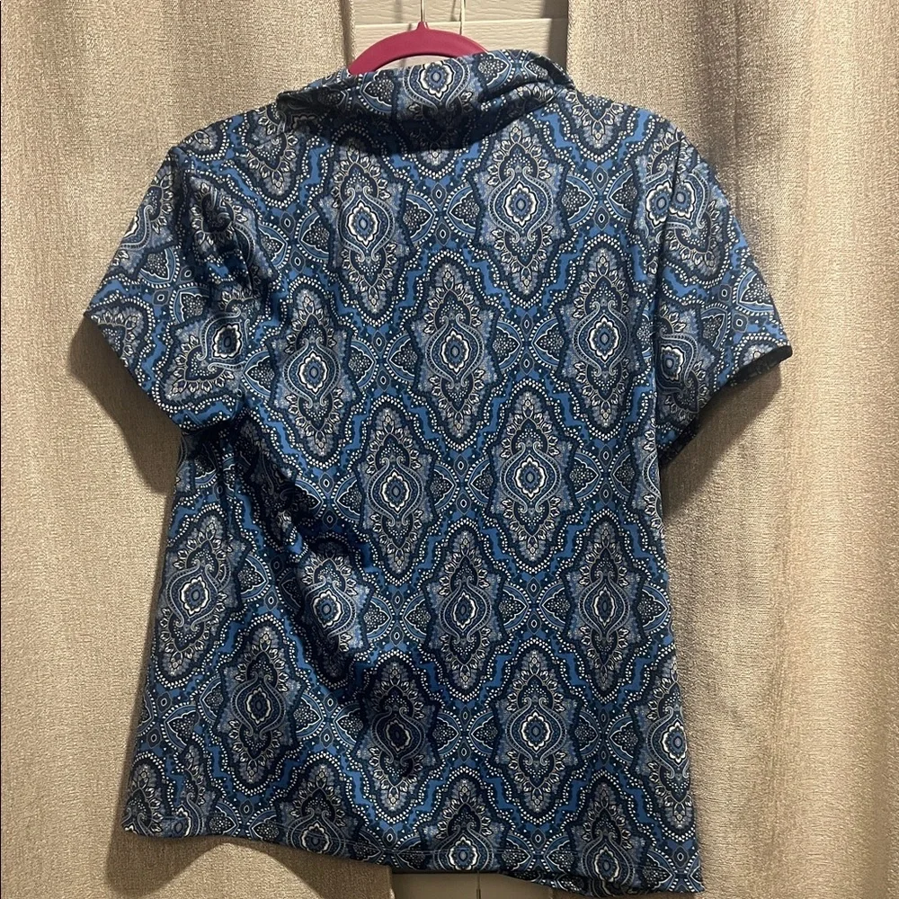 Nautica Women's Navy Paisley Button Down Shirt - Picture 3 of 3